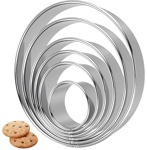 6 Pcs Round Cookie Cutter Set, (2 3 3.5 4 5 6) Donut Cutter, Large Stainless Steel Circle Cookie Cutte for Baking, Making Biscuits, Cakes, DIY Hand Pastries Link Essential kitchen tools