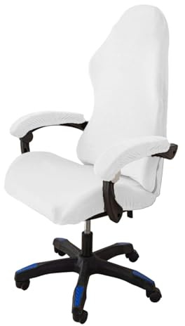 tintoke Gamingstolsöverdrag 4 st med armstöd/stolsrygg/stolsöverdrag, kontorsstol, gamingstolsöverdrag, halkfri, avtagbar, tvättbar, god elasticitet, för spelstolar, datorstolar (vit)