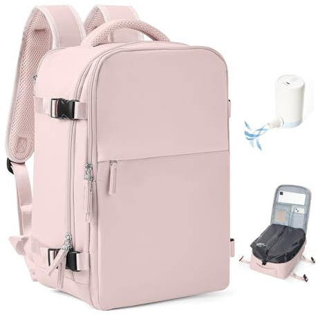 BJLFS Zaino da Viaggio con Sottovuoto Ryanair 40x30x20 Wizzair Bagaglio a mano 40x20x25 Ryanair con Pompa Borse da Cabina per Easyjet 45x36x20 con compressione sottovuoto,Zaino Casual per Laptop