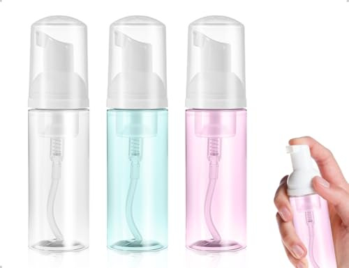 AOYEGIC 3 stycken skumpumpflaskor, transparent plastpumpflaska, lämplig för att fylla ansiktsrengöring, ansiktsrengöring, ögonfransrengöring, handtvål, schampo (3 färger)