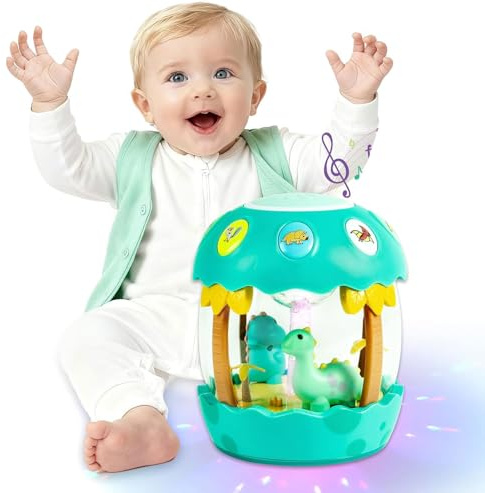 Baby Musical Toys for 1 Year Old, Dinosaur Eggs Projector Gift for Crawling | Light Up Toys with Music for 1 2 3 Year Old Boys Girls, Baby Toys 12-18 Months Learning Tummy Time(Green)