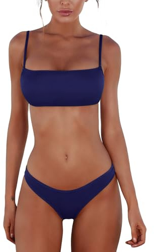 UMIPUBO Costume Donna Due Pezzi Bikini Perizoma Vita Bassa Sexy Brasiliana Abbronzante Tanga Triangolo Schiena Nuda con Coppe Mare Estivo Micro Costume da Bagno