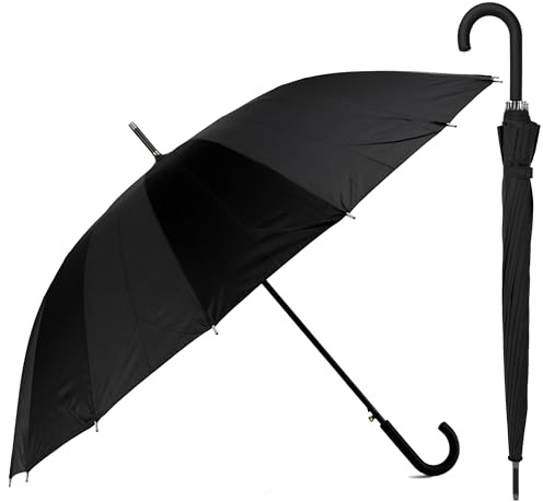 BESCH Paragua Grande XXL Antiviento 16 Varillas Acero Automático Abierto para Hombre y Mujer - Paragua para 2 Personas de 120cm Resistente al Viento