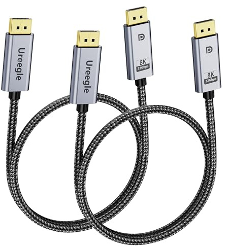 Ureegle DisplayPort 1.4 Cable 1.5FT/2Pack, 32.4Gbps 8K@60Hz, 4K@144Hz