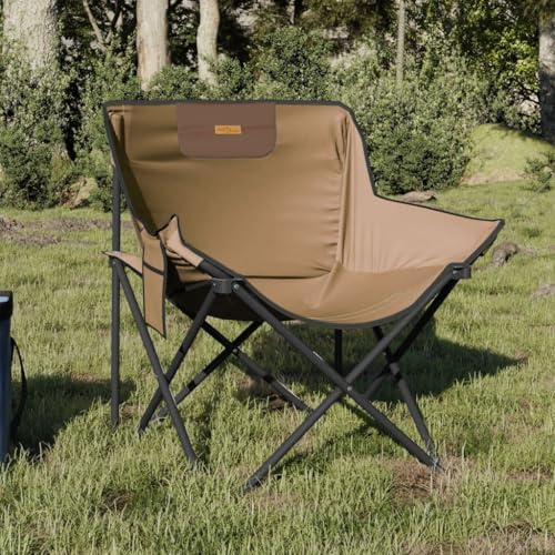 Fangmaliuyun Set di 2 sedie da campeggio pieghevoli, colore marrone, 59 x 54 x 67 cm, struttura in acciaio, poliestere 600D, con tasca laterale, portata 120 kg, pieghevole, per giardino, balcone, sala