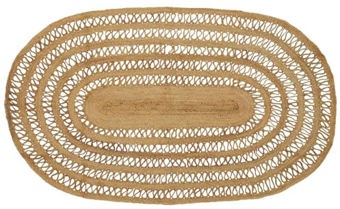 Ziaphsol Områdesmatta natur 152 x 245 cm jutematta, löpare, matta, hög lugg, kort lugg, lurvig Flokati för vardagsrum, sovrum, barnrum, hall, matsal, utomhus, balkong, terrass