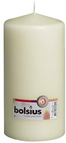 Bolsius, Candela a Colonna Color Avorio, Grande, 10,2 x 20,3 cm, 120 Ore di combustione, qualità Europea Premium, Fiamma Liscia e Senza Fumo, Candela Non profumata per Matrimoni, cene, Feste e