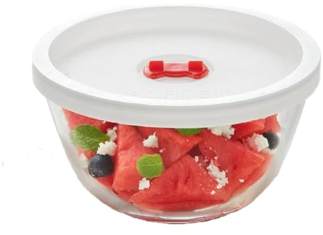 Borosil 0.9 L Serving & Mixing Bowl with Lid, Multipurpose Round Bowl for Kitchen & Dinning, Transparent Bowl for Mixing Dough, Salad, Cake Batter, Pasta, Microwave & Dishwasher Safe