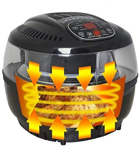 FREIDORA DE AIRE CALIENTE HORNO DE AIRE CALIENTE FRITTEUSE DE AIRE CALIENTE FREIDORA SIN GRASAS FREIDORA SIN ACEITE FREIDORA SALUDABLE ECO AIR-PROFI SOUP DC-1400W negra