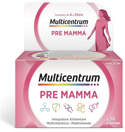 Multicentrum Pre-Mamma Integratore Alimentare Multivitaminico Completo con Acido Folico per le Donne che stanno Programmando una Gravidanza, 30 compresse