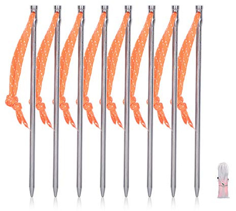 iBasingo Parti med 4/8 st tältpinnar i titan för camping, kraftiga tältspikar, bärbara metalltältpinnar för picknick, vandring, backpacking, 16,5 cm