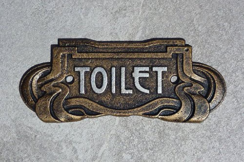 Art Nouveau Panneau de Porte pour WC Effet Bronze Antique 18.5 cm en Fonte Peinte à la Main rétro Art Nouveau Vienne Sécession Modernisme Catalan
