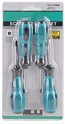 Set di 4 Cacciaviti Magnetici Multifunzione in Acciaio Al Cromo Vanadio e PP per Utensili Manuali di Precisione