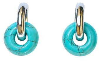 Orecchini a Cerchio Donna Placcati Oro o Platino con Pietre Naturali – Orecchini Pendenti Donna Eleganti con Gemme Semipreziose – Idea Regalo Originale – ASTER ALHELÍ (Turchese (Argento))