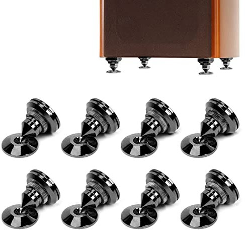 8 pièces de Pointes pour Enceintes Noires, Shock Absorber, Support d'enceintes Anti-Vibrations pour matériel Hi-FI et Enceintes