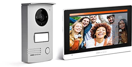 SCS Sentinel, PVF0053, Interphone vidéo, Portier Vidéo 2 Fils avec Écran Tactile 7, Visiophone Filaire, Platine de Rue, Sonnette, Support Mural, Adaptateur, Visserie, VisioDoor Wi-Fi - Garantie 5 ans