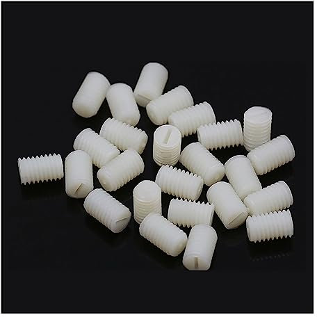 SEIDER 5–60 Stück metrische Kunststoff-Schlitzschrauben, Flache Gewindestifte, Nylon-Gewindestift, kopflose Schlitzschrauben, M3, M4, M5, M6, M8(8mm,M3 (60Pcs))