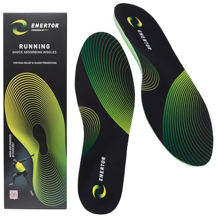 Enertor Running Insoles, Plantar Fasciitis & Shin Splints Relief, UK 5-6 | Pain relief, PX1 foam, 51% impact absorption, 66% lower injury risk, met pad, arch support, neutral gait, made in Britain