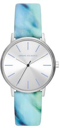 Armani Exchange Watch for Women, Quartz Three Hand Movement and 36mm Case Size with Leather Strap