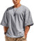 Muscle Alive Herren Basic Kurzarm Waffel Sweatshirt Lockere Trainieren Zur Seite Fahren Rundhalsausschnitt Shirt Grau XXL