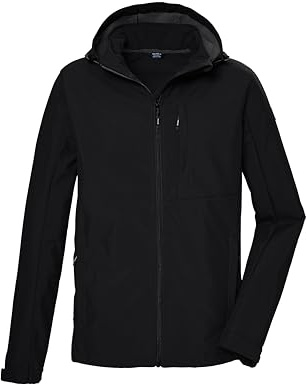 killtec Uomo Giacca softshell/giacca da esterno con cappuccio KOS 103 MN SFTSHLL JCKT, schwarz, 4XL, 42814-000