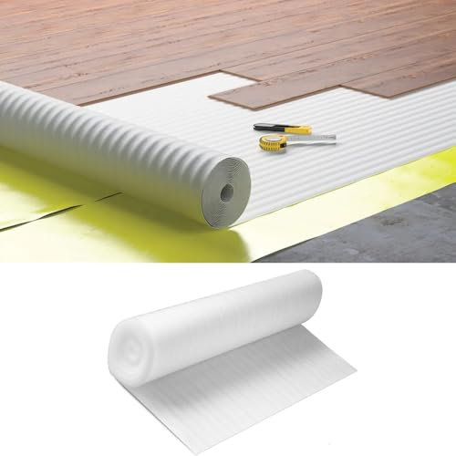 Laminate Flooring Underlay 2mm - White Foam Acoustic Flooring Underlay - 1m x 10m (10m2 Roll Size)