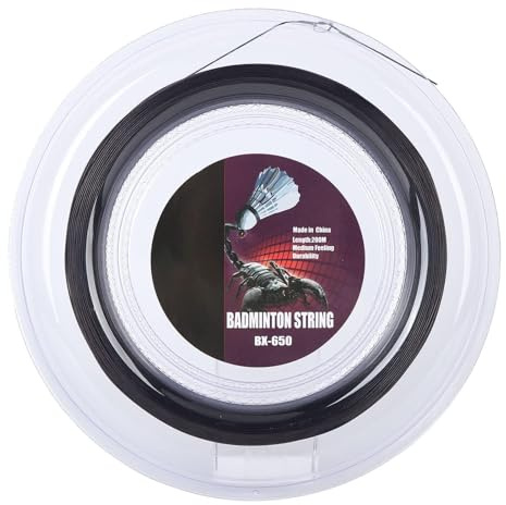 equlup Cordage de Raquette Badminton, 0,72mm/0,028po Diamètre Chaîne Corde 200m/656,2 Pieds Longueur Résistant à l'usure Lignes de Remplacement Raquette Fil Métallique Hautement élastique (Noir)