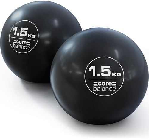 Core Balance Weighted Toning Balls, 2 x 1.5kg Soft Hand Held Pilates Yoga Exercise Fitness Rehab Recovery Balls, Sand Filled, Smooth Touch PVC Shell for Firm & Comfy Grip (Pair of 1.5kg Balls)