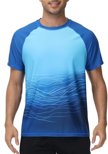 VAYAGER Maillot de Bain à Manches Courtes pour Homme Anti-UV UPF 50+ Rashguard à Séchage Rapide Protection Solaire