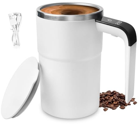 Automatic Magnetic Stirring Coffee Mug, 380ml Selbstrührende Tasse, Kaffeetasse, Automatische Magnetische Tasse, Selbstrührender Kaffeebecher Edelstahl, Automatischer Magnetischer Mug Coffee Cup usb