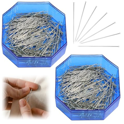 Alfileres de Costura, Acero Endurecido, Color Plata, Tamaño 30 x 0,50mm, Ideales para Sastres y Artesanías, Pack de 50g en Estuche de Plástico