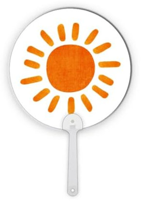 no/no Sun Hand Painting Sunshine Weather Plastic Round Handheld Fan Decorations Craft