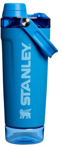 Stanley Activate Shaker Bottle 20 oz | Leakproof Insulated Stainless Steel Shaker Cup | Base Storage and Twist On Fast Flow Lid | Protein Shakes and Pre Workout Powder | BPA-Free | Azure