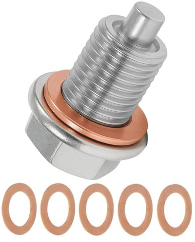 Anrbb Magnetische Ölablassschraube M14x1,5, Edelstahl Ölschraube mit Kupfer Dichtung, Ölablassschraube Dichtung Set, Ablassschraube Öl für Auto Motorrad Boot, Öl Ablassen Schraube Magnet