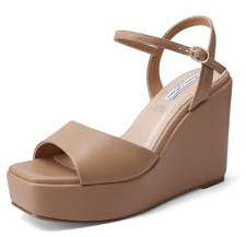 QUEEN HELENA Zeppe con Tacco Alto Sandali Alti con Plateau Casual Donna ZM9914 (Camel, Sistema Taglie Calzature EU, Adulto, Donna, Numero, Media, 38)