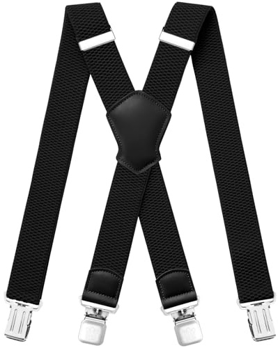 Aonvmdis Bretelles Homme Larges Réglable Élastique Extra Fort 4 Robuste Clips, pour Hommes et femmes avec en forme X Design et Sangles Extra Larges