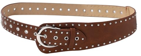 Manfnee Cintura in pelle da donna alla moda Cintura in pelle con borchie Cintura da donna per jeans Abito Cintura punk
