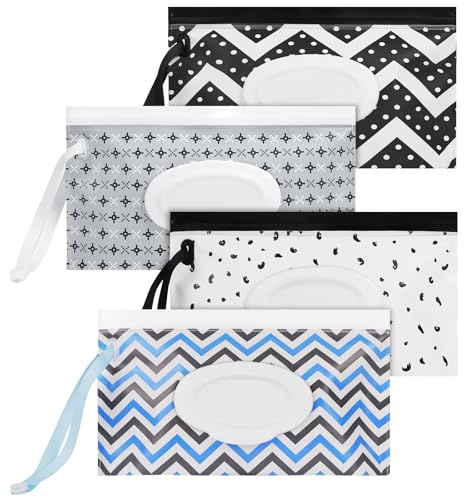 Adiwo Scatola Porta Salviette Umidificate, 4 pezzi Wet Wipes Dispensers, Dispenser di Salviettes Umidificate con Coperchio, Riutilizzabile, Adatto per Viaggi, Ufficio, Bagno Dell'auto