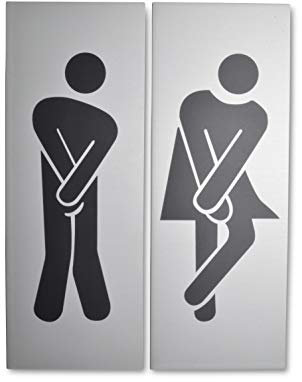 SynMe Toilettenschild Lustig - Kloschild - WC-Schild - Damen & Herren (je 16 x 6 cm) - Aus hochwertigem Aluminium, eloxiert & mit starker 3M Klebefläche - Herrentoilette Damentoilette - WC lustig (1)