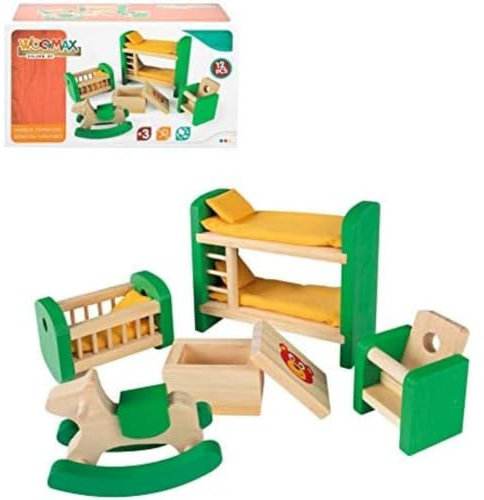 WOOMAX Ensemble de Meubles Maison de poupée en Bois pour Chambre d'enfant (46470), Citronier