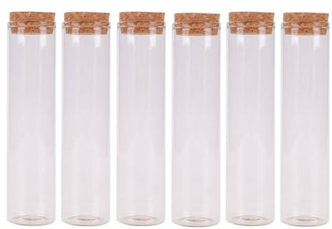 QUUPY 10Pcs 60ML/2oz Glass Test Tubes with Cork Stoppers Transparent Jar Bottle for Storage Containers Plant Grow Bath Salt