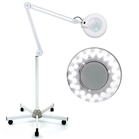 8 x diopterlins LED-förstoringsglas, förstoringsglas med ljus och stativ, förstoringsglas kallt ljus kosmetika förstoringsglas stående förstoringsglas, för kosmetikstudio på stativ