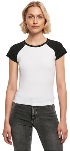Urban Classics Femme De Baseball Rétro Stretch pour T-Shirt, Blanc/Noir, XS EU