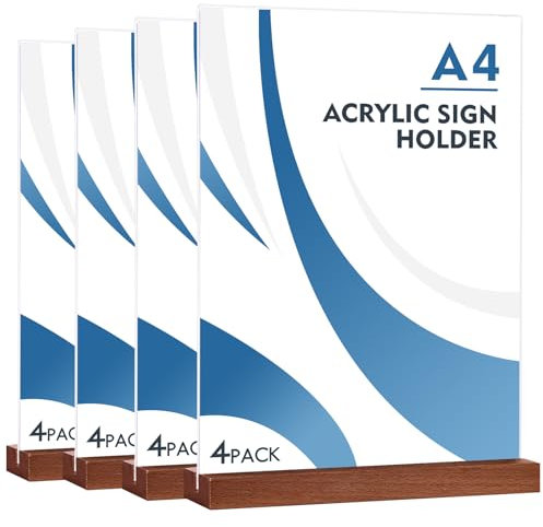 DONGLI 4 Stück A4 Ständer Aufsteller Tischaufsteller,Acryl T-Ständer Menükartenhalter, Doppelseitig Speisekartenhalter für Restaurant,Cafe,Laden,Büro,Hotel