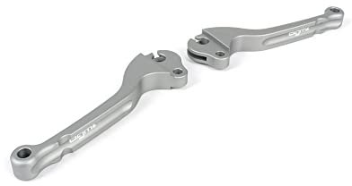 BGM Bremshebel + Kupplungshebel Set BGM stahlgrau CNC Trommelbremse kompatibel für Vespa Largeframe 1957-1998, Smallframe 1963-1989