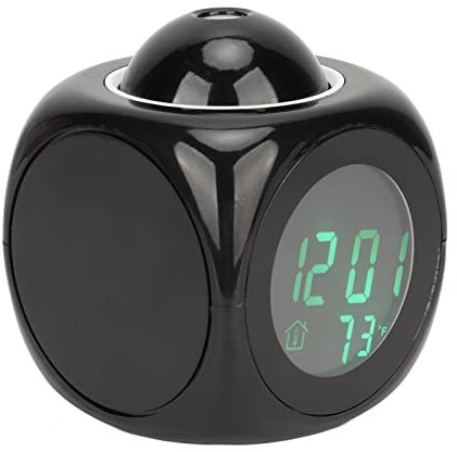 Topyond Réveil à Projection LED Mini Projecteur D'horloge Numérique à Synchronisation Vocale avec Câble USB – Design Compact Noir, Projection Claire pour la Maison, Le Bureau Et Les Voyages