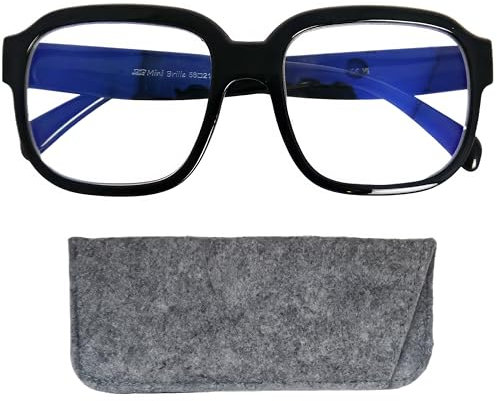 Mini Brille - Occhiali Anti Luce Blu – Oversize XL Rettangolari Nero – Montatura Spessa in Plastica con Custodia – Ideali per Computer Donna e Uomo + 1.0 Diottrie