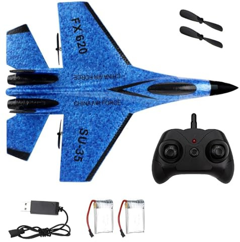 Dhqkqg Avión Teledirigido 2.4GHz, 2 CH RC Airplane Con Sistema de Giroscopio, Luz LED y Carga USB - Para Niños y Principiantes