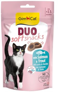 GimCat Duo Soft Snacks mit Lachs & Forelle - Sichtbare Kombi aus Zwei leckeren Geschmacksrichtungen - 1 Beutel (1 x 50 g)