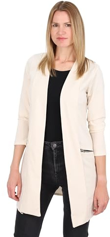 Malito – Långärmad ledig kavaj för kvinnor – öppen elegant stretchkavaj – mjuk och figurspelande – business longblazer 6041, kräm, XL